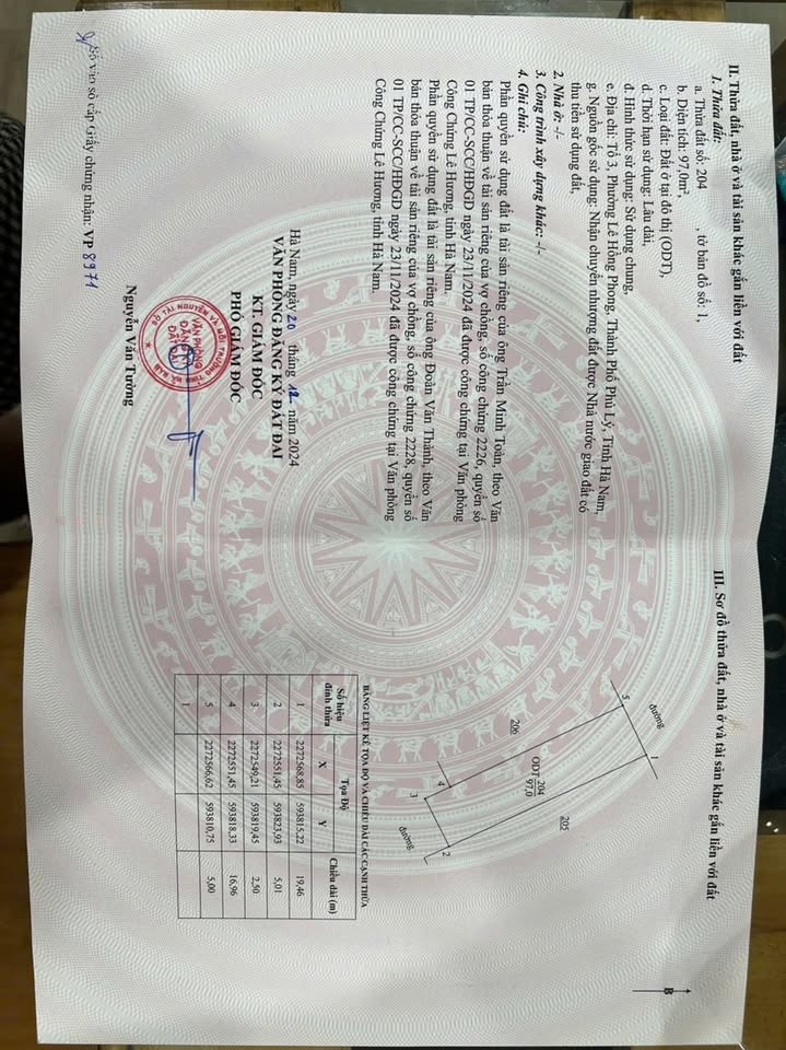 Đất nền Lê Hồng Phong, Phủ Lý 97m² giá 3.8 tỷ - Cơ hội đầu tư tuyệt vời!