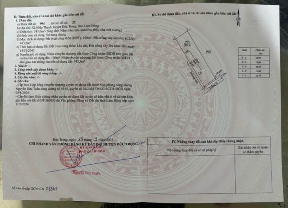 Đất nền Hiệp Thạnh, Đức Trọng 583m² giá 2.8 tỷ - Đầu tư sinh lời ngay!