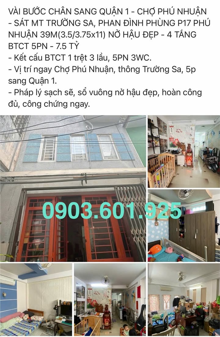 Nhà phố Phú Nhuận 39m² giá 7.5 tỷ - Vị trí đắc địa, tiện ích đầy đủ!