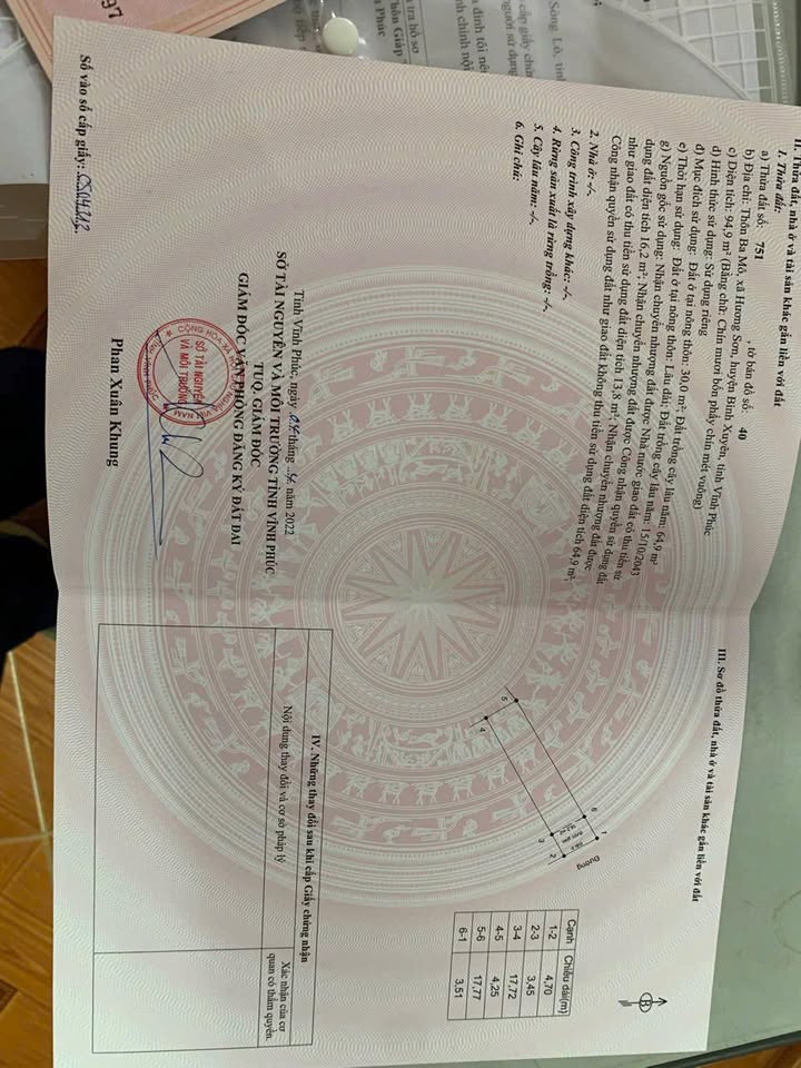 Đất nền xã Hương Sơn, Bình Xuyên 95m² - Sổ đỏ chính chủ, giá thỏa thuận!