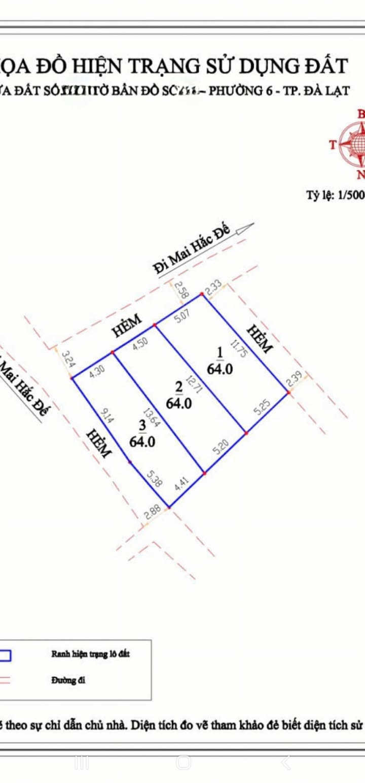 Bán đất xây dựng trung tâm Đà Lạt 64m² giá 3.7 tỷ - Đầu tư sinh lời ngay!