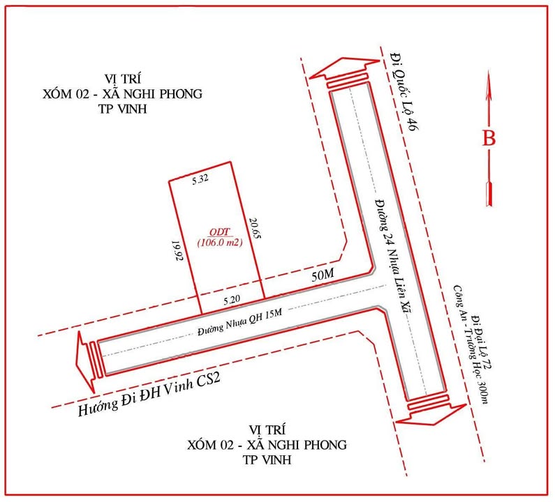 Đất nền Nghi Phong 106m² giá 2 tỷ - Đường nhựa rộng 24m!