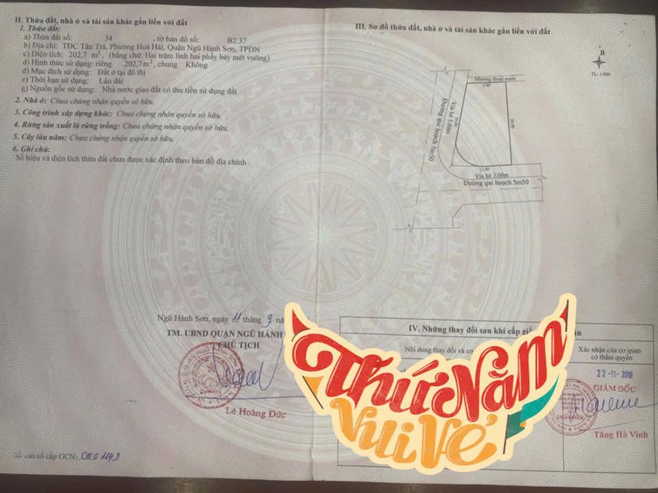 Đất nền KDC Tân Trà Đà Nẵng 200m² giá 11 tỷ - Đầu tư sinh lời ngay!