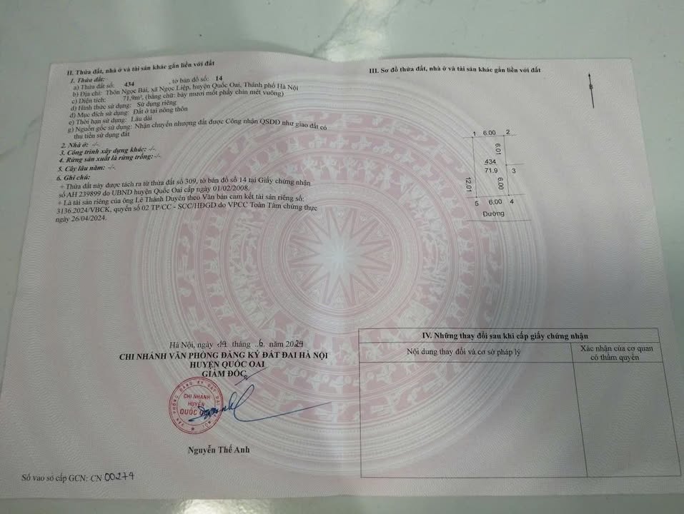 Đất nền 71,9m² thôn Ngọc Bài, Kiều Phú, Quốc Oai - Cơ hội đầu tư hấp dẫn!