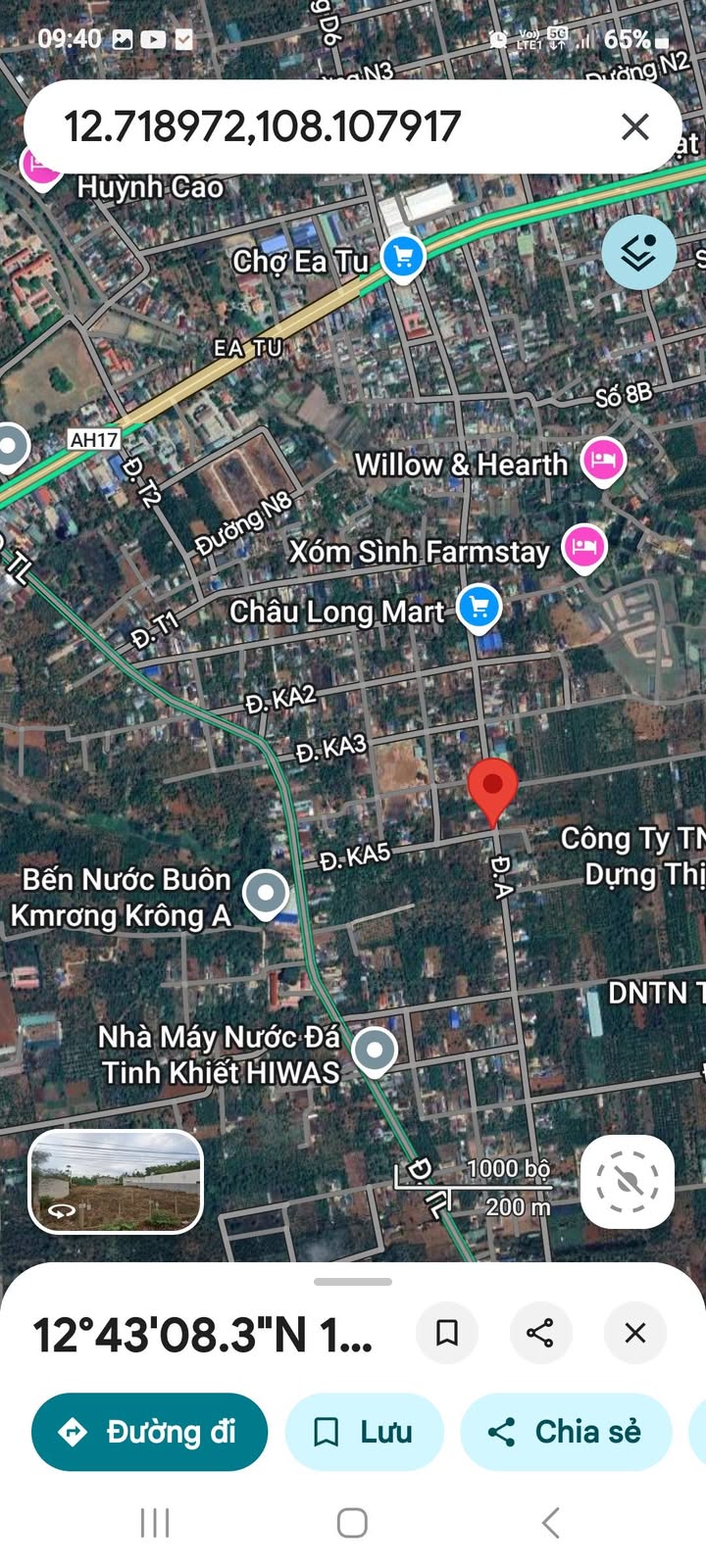 Đất mặt tiền đường Krong A, Tân An, 100m² giá 1.85 tỷ - Kinh doanh thuận lợi!