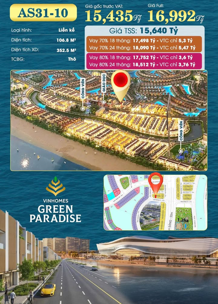 Townhouse liền kề đường Ánh Sáng, Cần Giờ 106.8m² giá 16.9 tỷ - Đẳng cấp sống tinh tế!