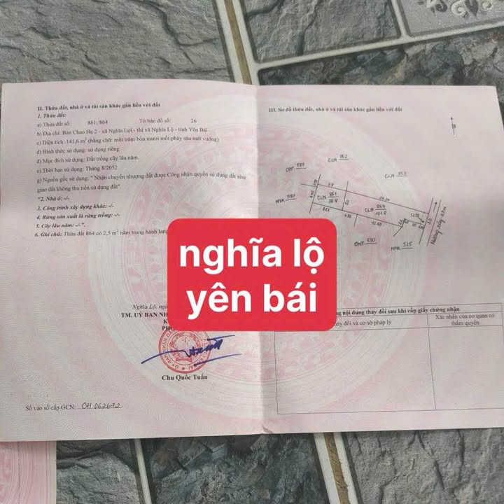 Đất nền chính chủ Nghĩa Lợi 267m² giá 3 tỷ - Thế đất đẹp, tiềm năng lớn!