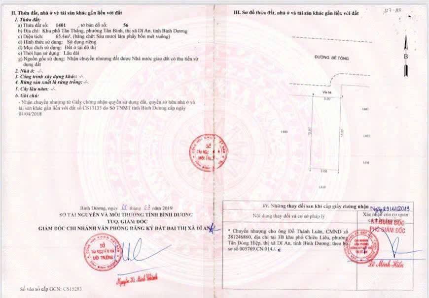 Đất sổ hồng riêng Tân Đông Hiệp, Dĩ An, Bình Dương 66m² giá 2.65 tỷ - Hỗ trợ vay ngân hàng