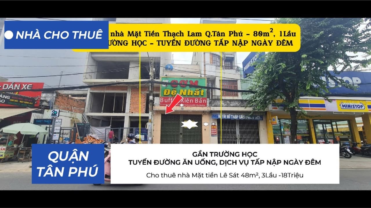 Nhà Mặt Tiền Thạch Lam Tân Phú 80m² giá 22 triệu - Kinh doanh tự do!