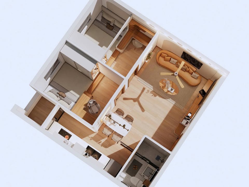 Căn hộ An Bình 51m² giá 1.85 tỷ - Sổ hồng riêng, thiết kế thoáng đẹp!