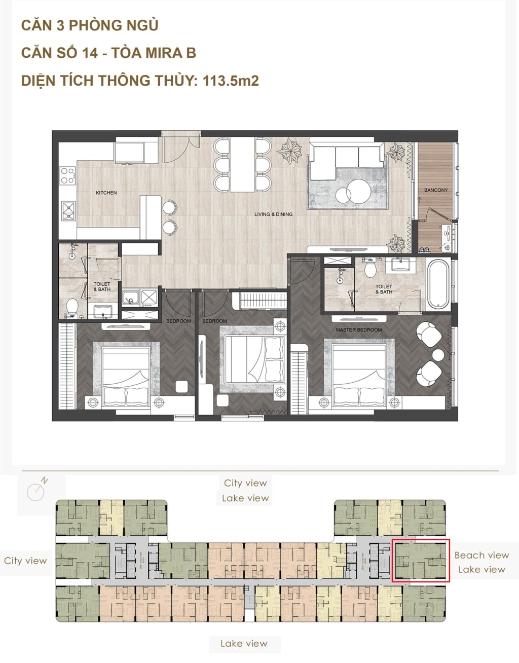 Căn hộ 3PN 113m² tại Mỹ An, Đà Nẵng - Bàn giao nội thất 6 sao quốc tế!