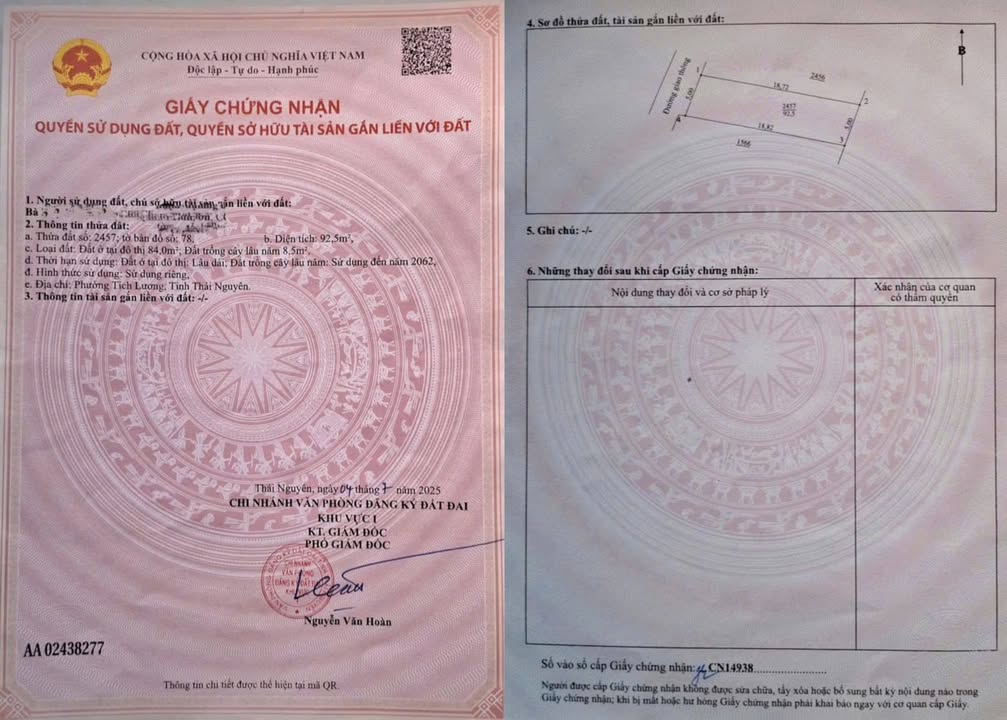 Đất thổ cư Phú Xá - 95m² giá 1 tỷ - Không khí trong lành, vị trí thuận lợi!