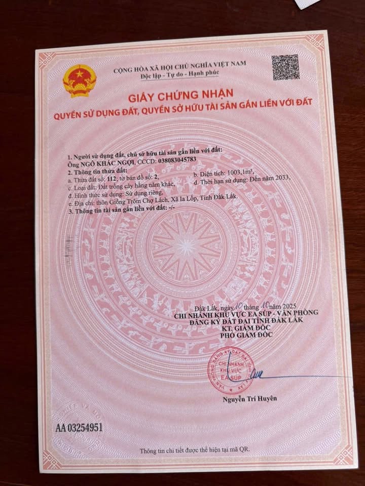 Đất vườn Ia Lốp Đắk Lắk 1000m² giá 125 triệu - Pháp lý rõ ràng, sẵn sàng khai thác!