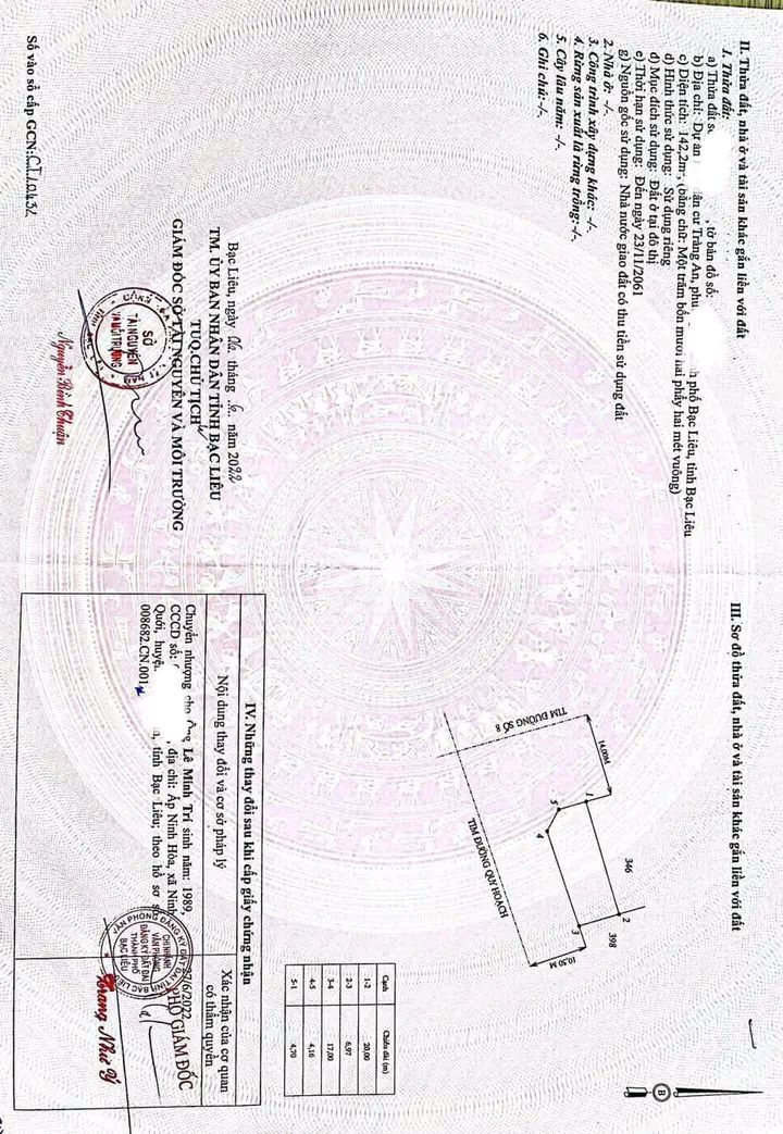 Đất nền Tràng An Bạc Liêu 142m² giá chỉ 2.1 tỷ - Vị trí 2 mặt tiền đắc địa!