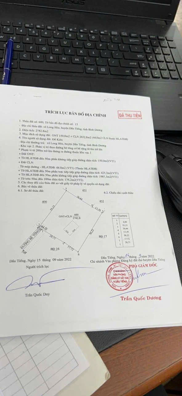 Đất nền Long Hòa Tân Uyên 2782m² giá 3 tỷ - Vị trí đắc địa ngay chợ Long Hòa!