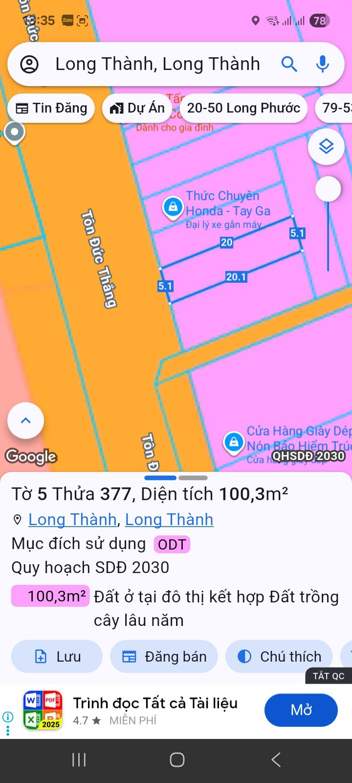 Đất nền mặt tiền Tôn Đức Thắng, Long Thành 102m² giá 5.5 tỷ - Cơ hội đầu tư hấp dẫn!