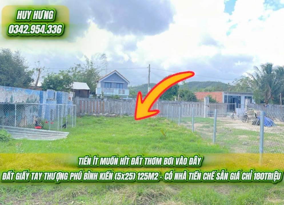 Đất Thượng Phú, Bình Kiến 125m² giá chỉ 180 triệu - Cơ hội đầu tư tuyệt vời!