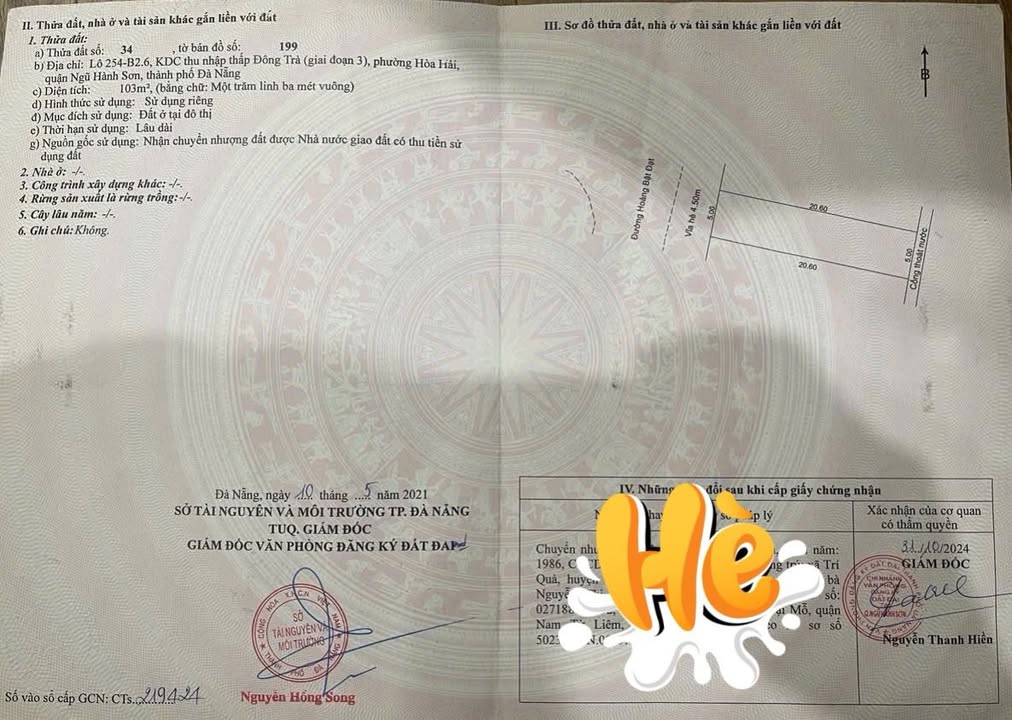 Đất nền Hòa Hải, Ngũ Hành Sơn, 103m² giá 5.3 tỷ - Vị trí đắc địa, dân cư đông đúc!