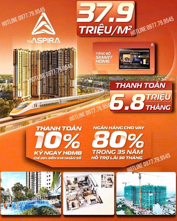 Căn hộ 2PN The Aspira Dĩ An 65m² giá chỉ 6.8 triệu/tháng - Tiện nghi đầy đủ, pháp lý rõ ràng!