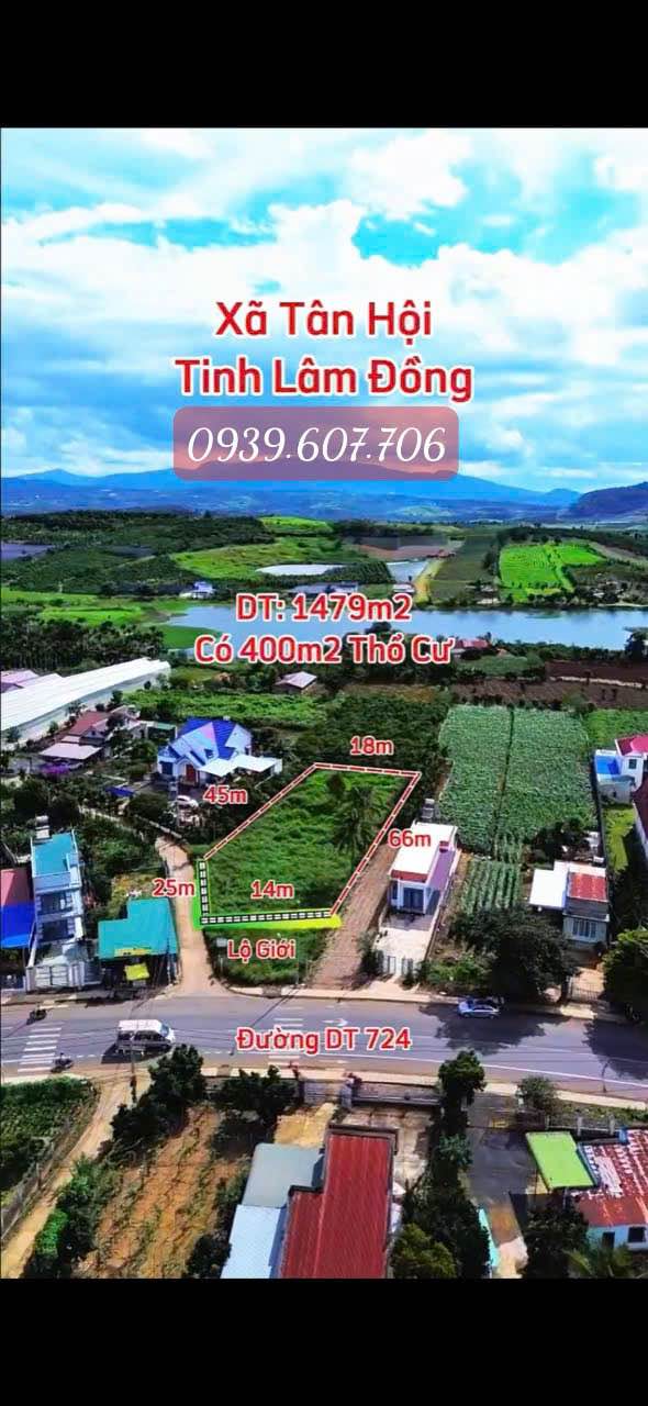 Đất nền Tân Hội, Đức Trọng 1479m² giá 5.7 tỷ - Đầu tư sinh lời ngay!