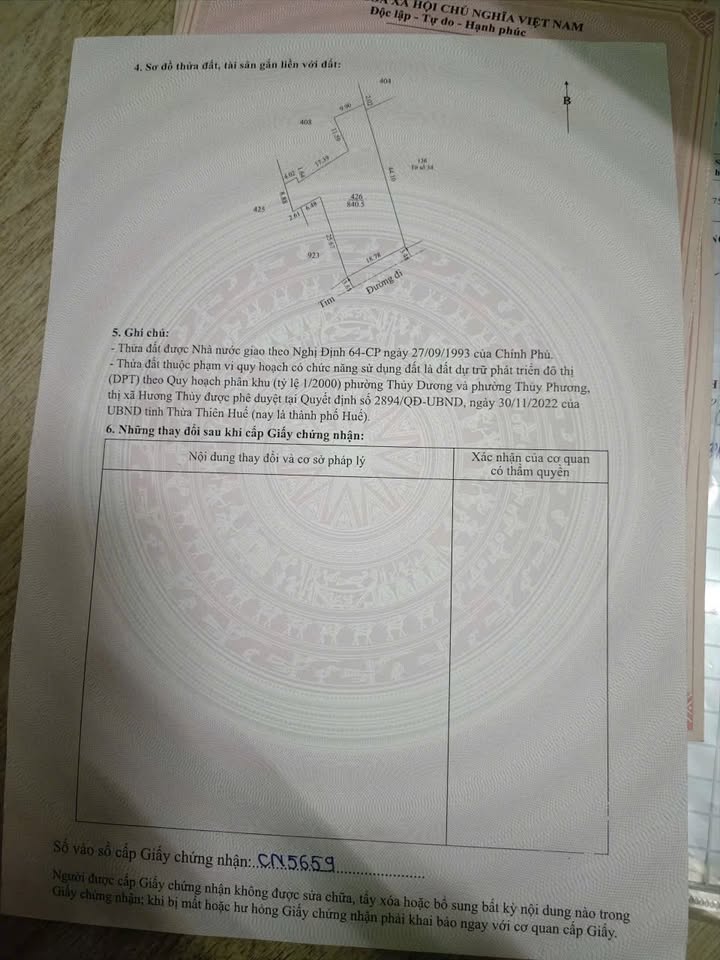 Đất trồng cây Hương Thủy 800m² giá 1 tỷ - Ô tô tránh nhau thoải mái!