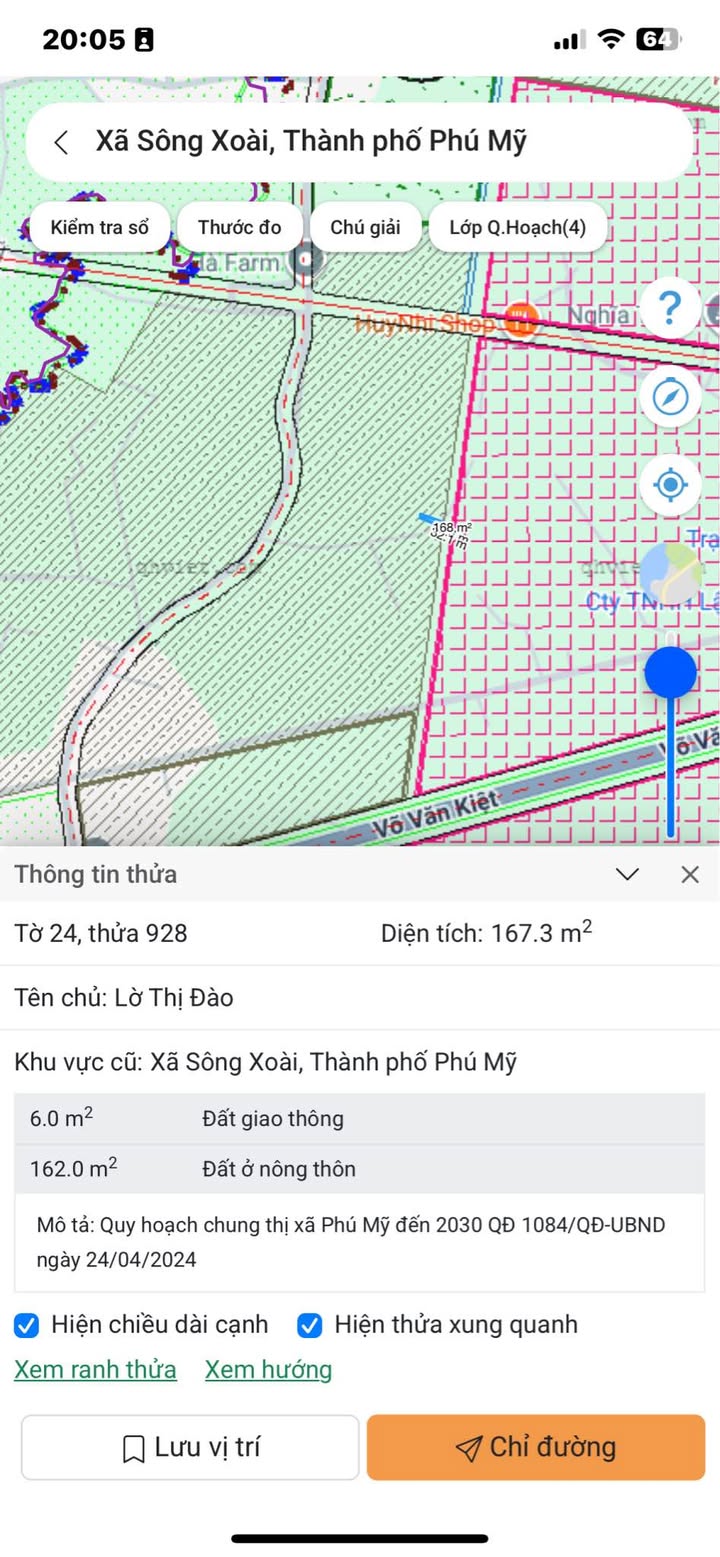 Đất nền Sông Xoài, Phú Mỹ 170m² giá chỉ 800 triệu - Cơ hội đầu tư sinh lời!