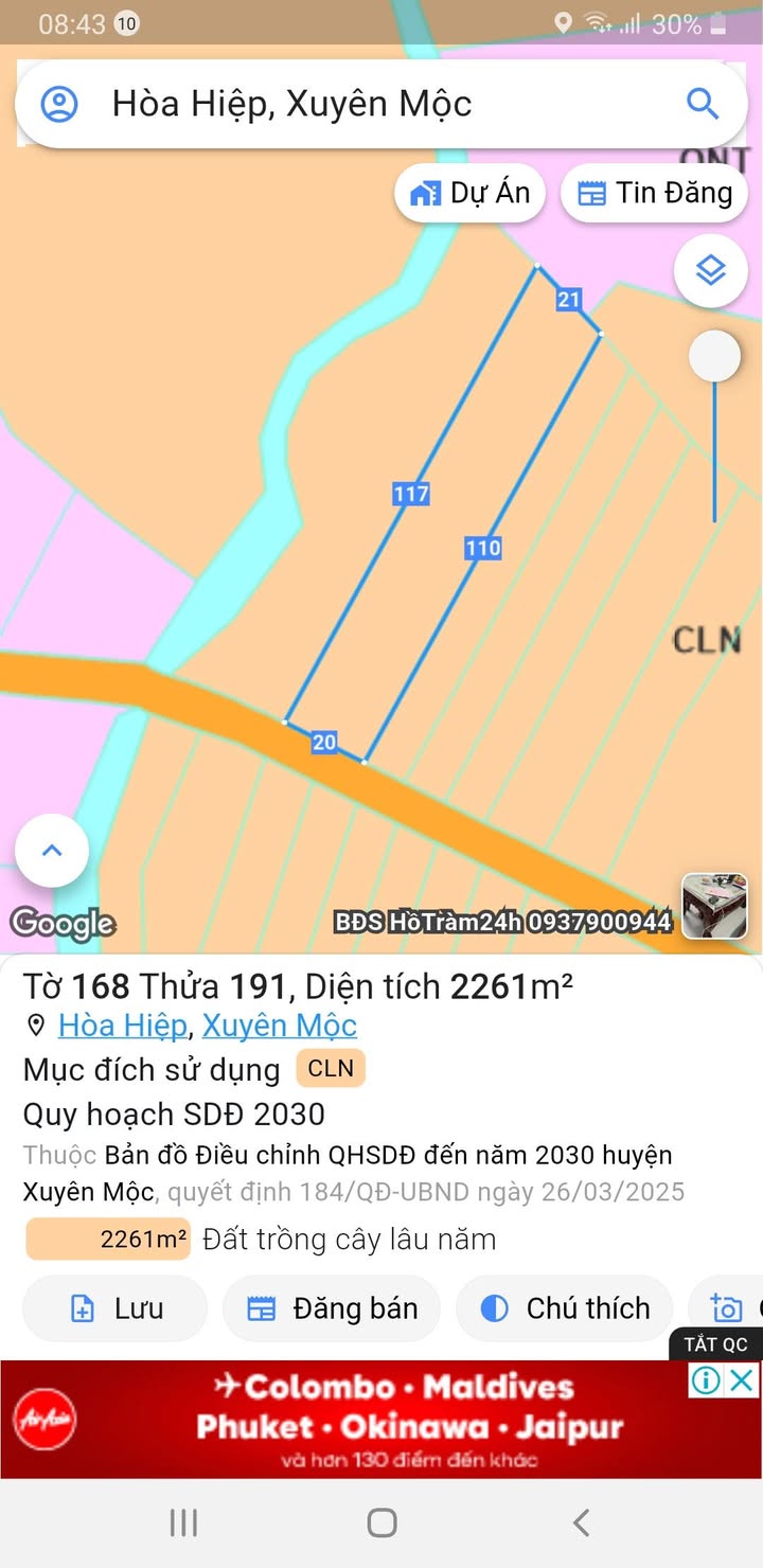 Đất nền Hòa Hiệp, Xuyên Mộc 828m² giá 2.2 tỷ - Cơ hội đầu tư hấp dẫn!