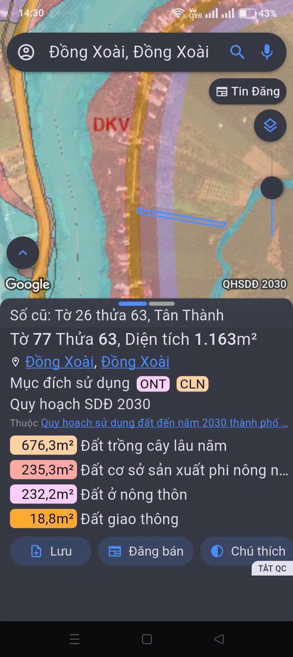 Đất nền Tân Thành Đồng Xoài 825m² giá chỉ 500 triệu - Cơ hội đầu tư tuyệt vời!