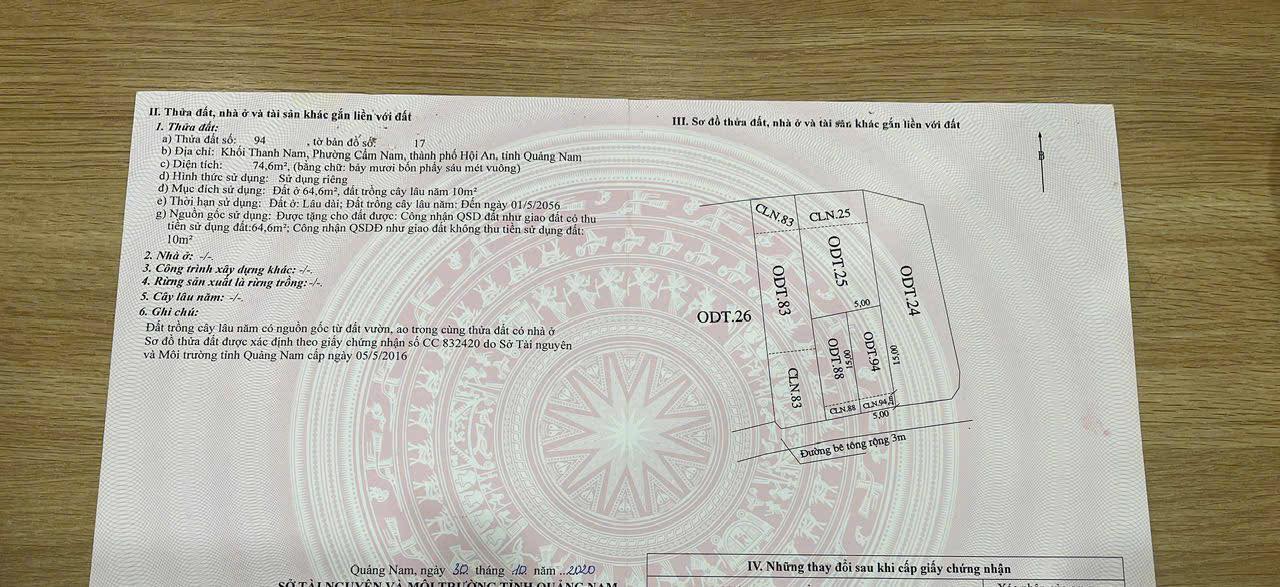 Đất nền Cẩm Nam Hội An 75m² giá 1.3 tỷ - Sổ hồng trao tay ngay!