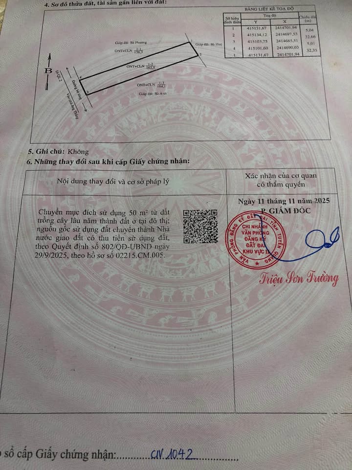 Đất thổ cư phường Minh Xuân 160m² giá 1 tỷ - Vị trí đắc địa, pháp lý rõ ràng!