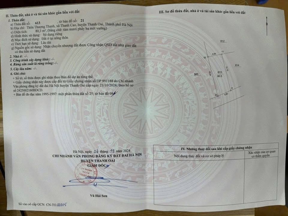 Đất nền Thanh Cao, Thanh Oai 80,3m² giá chỉ 3,69 tỷ - Đầu tư sinh lời cao!