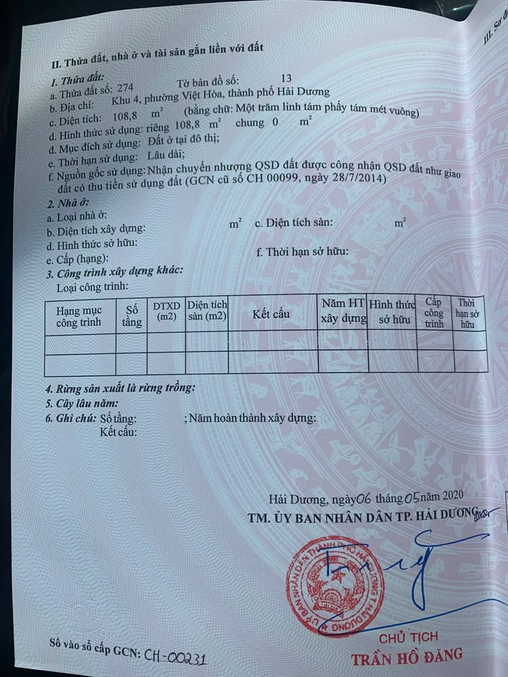 Đất khu phố 4, phường Việt Hoà, Hải Dương 108.8m² - Giá chỉ 2 tỷ, sở hữu ngay!