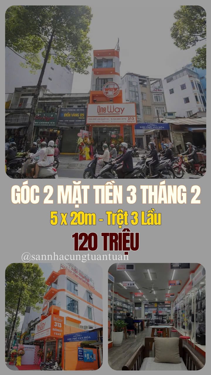 Cho thuê nhà góc 2 mặt tiền đường 3/2, quận 10, 100m² - Vị trí vàng cho kinh doanh!