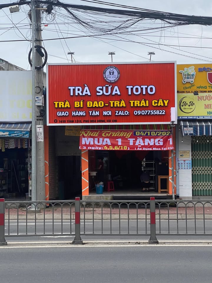 Cho thuê quán trà sữa TOTO mặt tiền 1410 Tỉnh lộ 8 - Đầu tư đầy đủ trang thiết bị