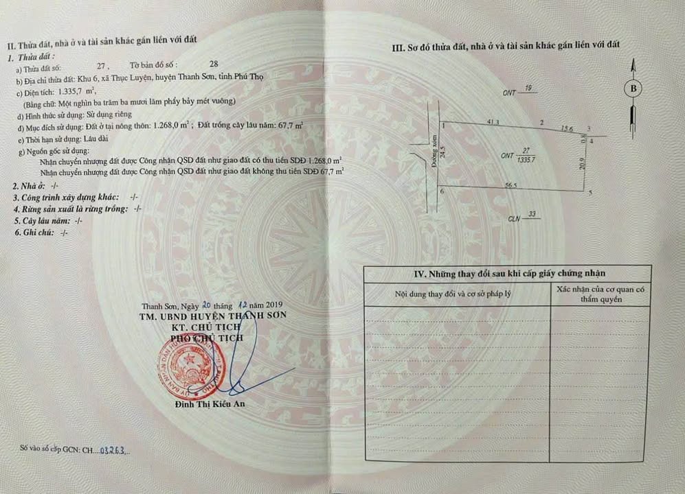 Đất thổ cư 1335m² Thanh Sơn, Phú Thọ - Giá chỉ 2 tỷ, sổ hồng trao tay!