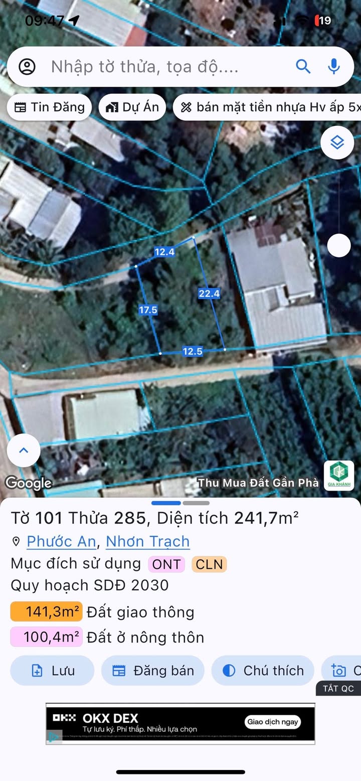 Đất vườn 241m² tại xã Phước An, Nhơn Trạch - Giá chỉ 1 tỷ VND!