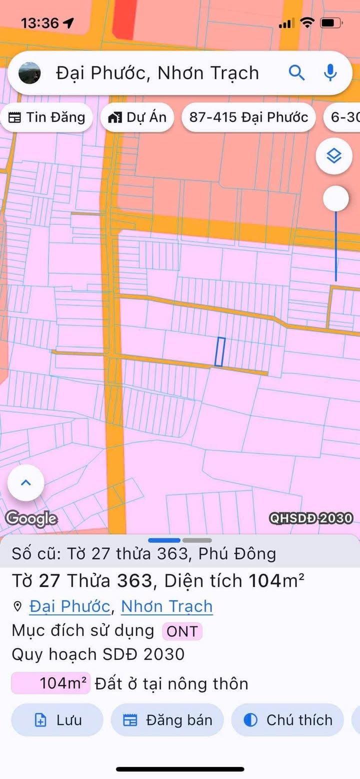 Đất thổ cư Phú Đông Nhơn Trạch 104m² giá 1.99 tỷ - Nhanh tay sở hữu!