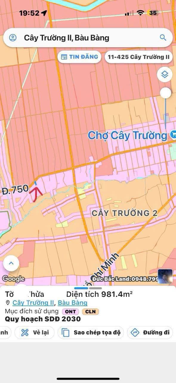 Đất mặt tiền đường ĐT750 xã Cây Trường 770m² giá chỉ 2 tỷ - Cơ hội đầu tư hấp dẫn!