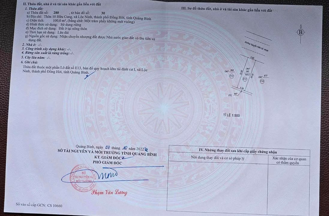 Đất nền mặt tiền Nguyễn Hiến Lê, Lộc Ninh 100m² giá 1.4 tỷ - Đầu tư sinh lời hiếm có!