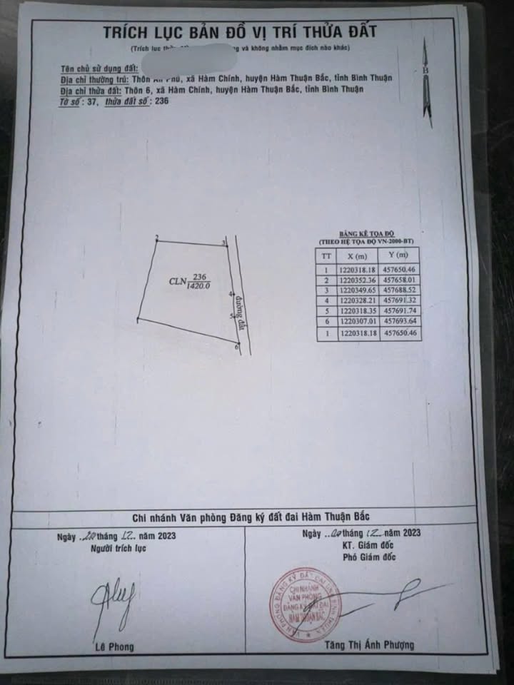 Đất CLN 1420m² mặt tiền đường tại Hàm Chính - Giá chỉ 1.323 tỷ