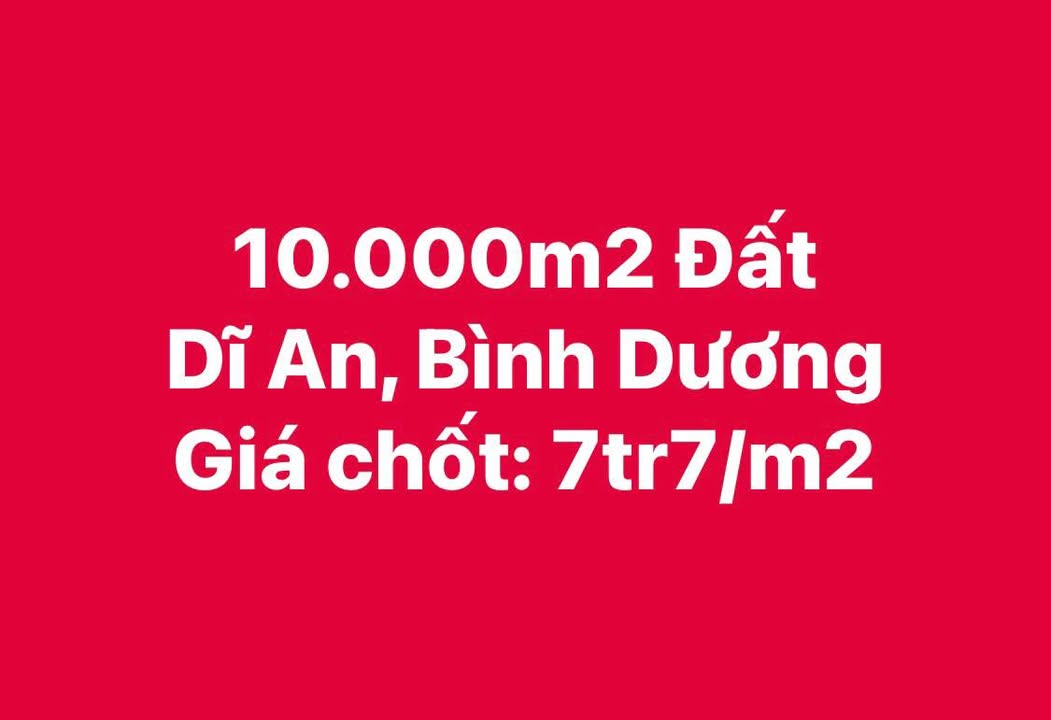 Đất nền 10.000m² Tân Đông Hiệp, Dĩ An - Giá chỉ 7 triệu/m², sổ hồng chính chủ!