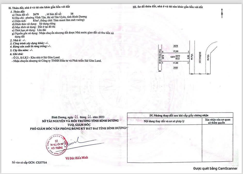 Đất nền Sài Gòn Land Vĩnh Tân 85m² giá 1 tỷ - Sổ hồng chính chủ