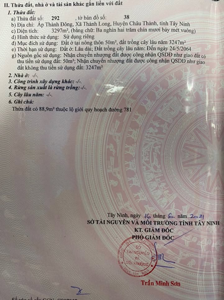 Đất nền DT 781, Châu Thành, 8888m² - Cơ hội đầu tư hấp dẫn!