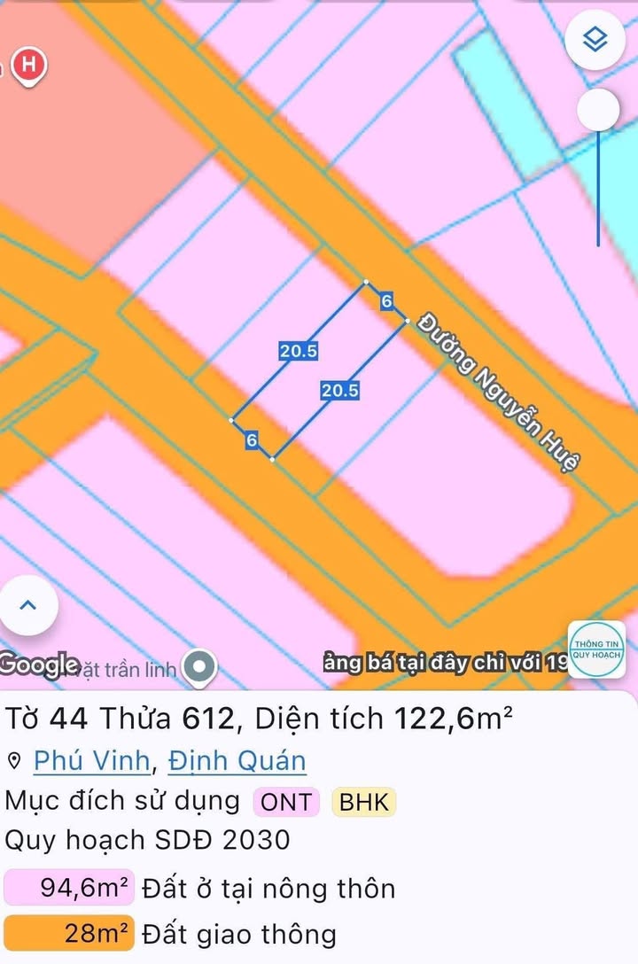 Đất thổ cư ấp 3 Phú Vinh, Định Quán 123m² giá 1.3 tỷ - Gần chợ và trường học!