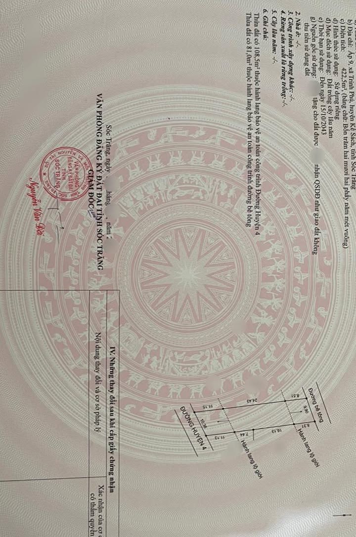 Đất nền Kế Sách 420m² giá 2.73 tỷ - Sổ hồng chính chủ, pháp lý sạch!