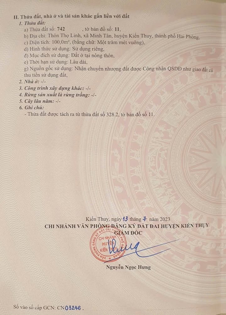 Đất nền tại Minh Tân, Kiến Thụy, Hải Phòng 100m² giá 2 tỷ - Đầu tư sinh lời nhanh chóng!