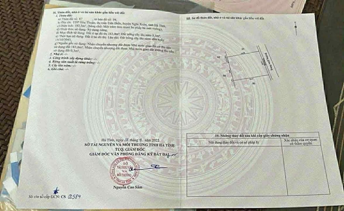 Đất thổ cư tại Hoà Thuận, Hà Tĩnh 183m² giá 1.9 tỷ - Dân trí cao, đầu tư sinh lời!