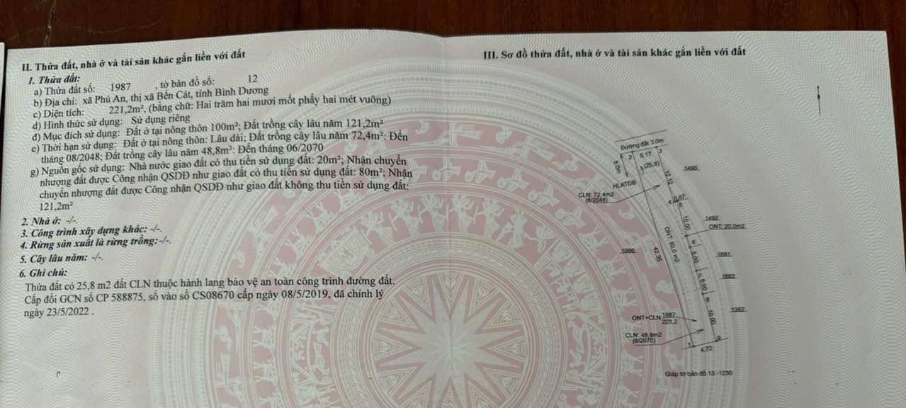 Đất nền Phú An Bến Cát 210m² giá 1.2 tỷ - Kinh doanh sinh lời!