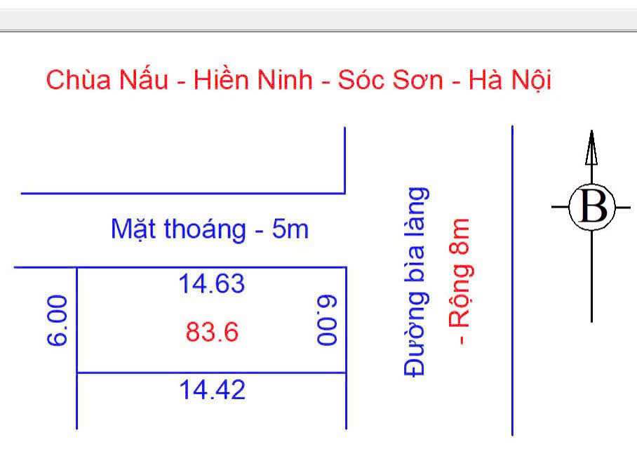 Đất thổ cư 83.6m² thôn Chùa Nấu, Sóc Sơn - Giá chỉ 2 tỷ!