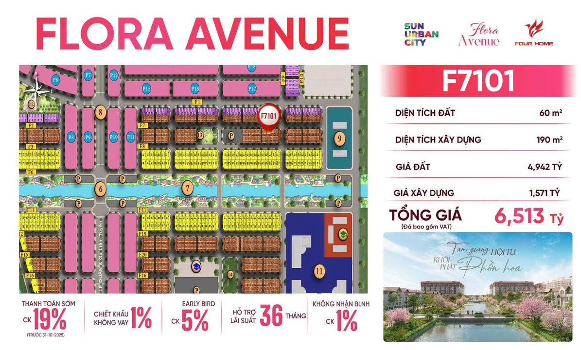 Shophouse Flora Avenue Phủ Lý 60m² giá 6.513 tỷ - Đầu tư sinh lời ngay!